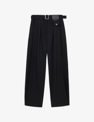 Pleated Adjustable-Belt Wool Trousers by LOEWE