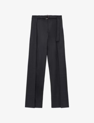 Pleated Adjustable-Belt Wool Trousers by LOEWE