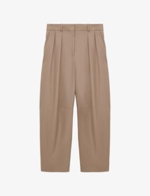 Pleated Barrel Wool Blend Trousers by LOEWE