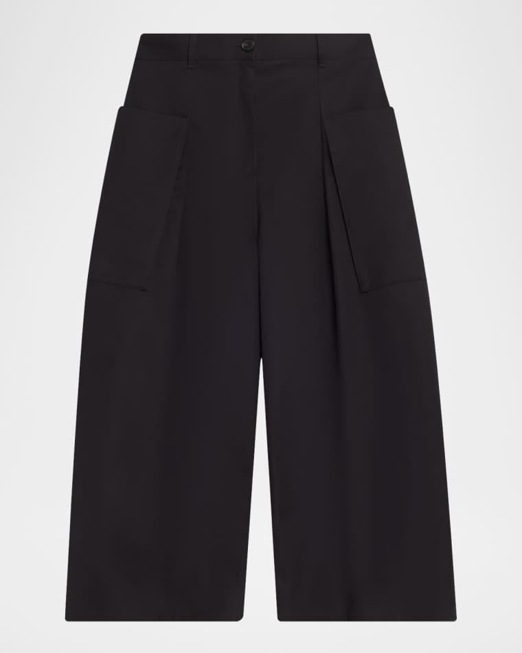 Pleated Wide-Leg Cropped Trousers by LOEWE