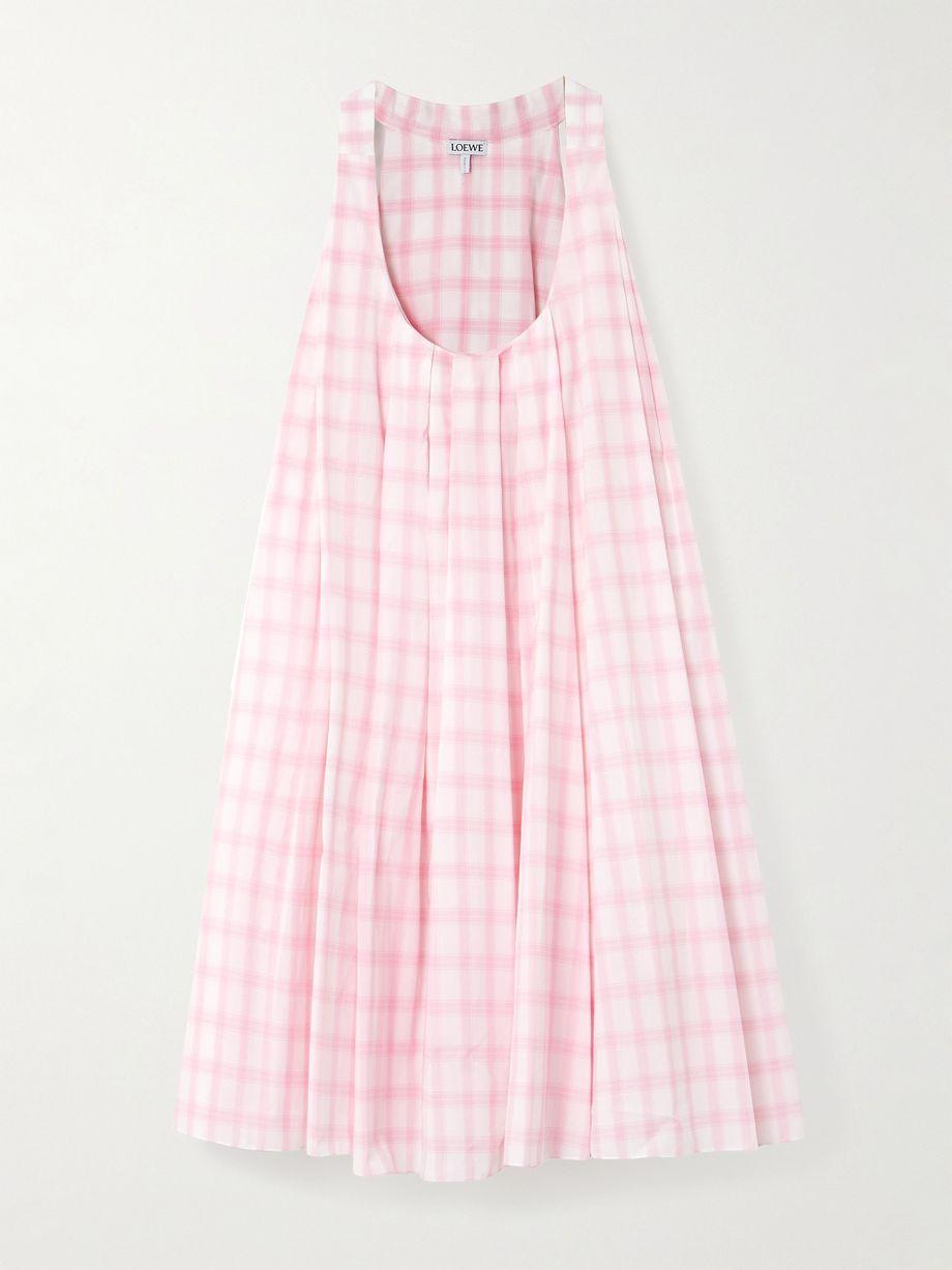 Pleated checked cotton-voile mini dress by LOEWE