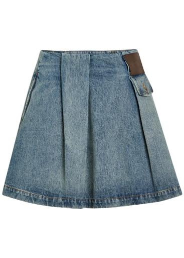 Pleated denim mini skirt by LOEWE