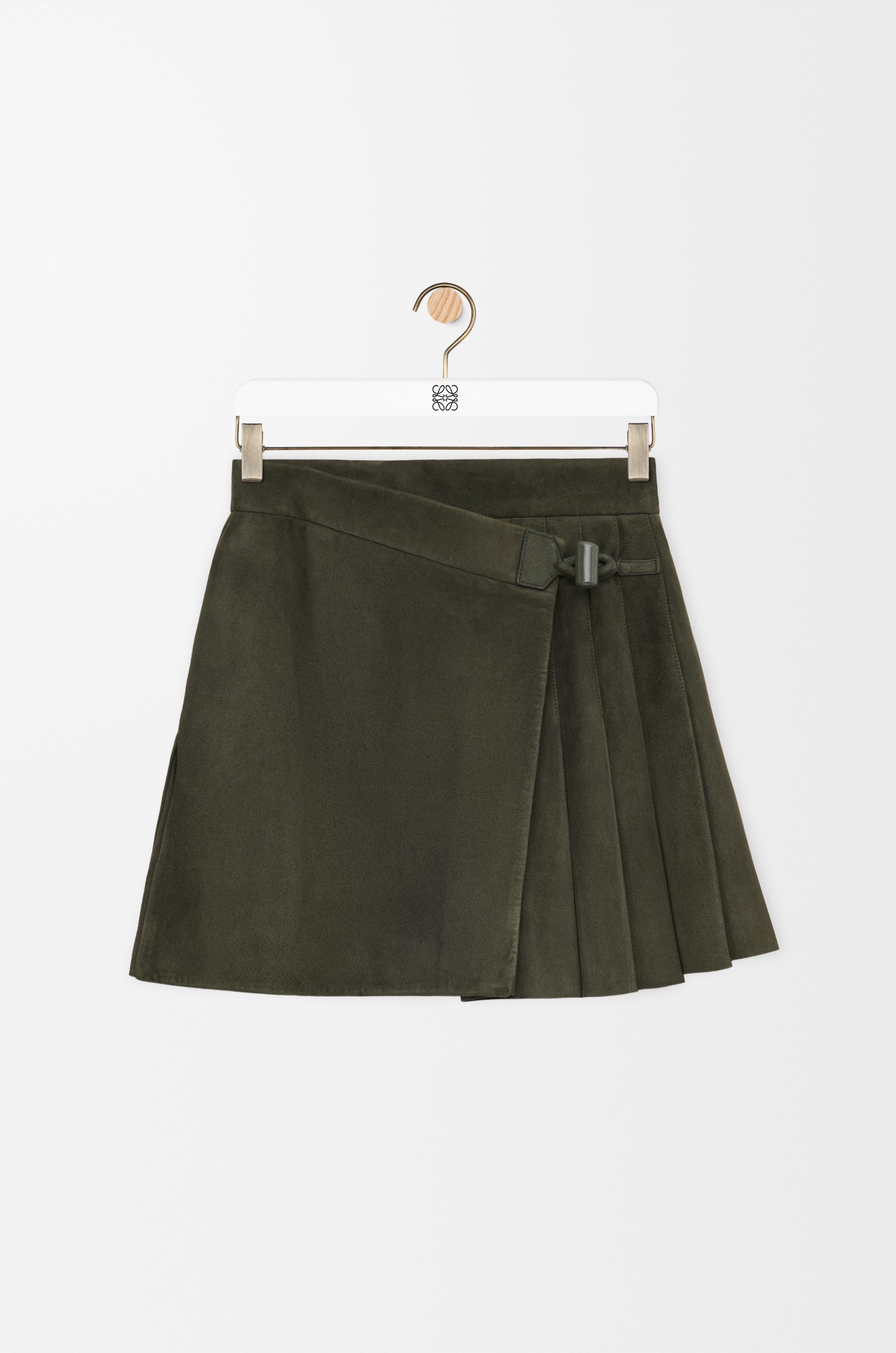 Pleated mini skirt in suede lambskin by LOEWE
