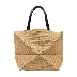 Puzzle Fold Tote XL in raffia by LOEWE