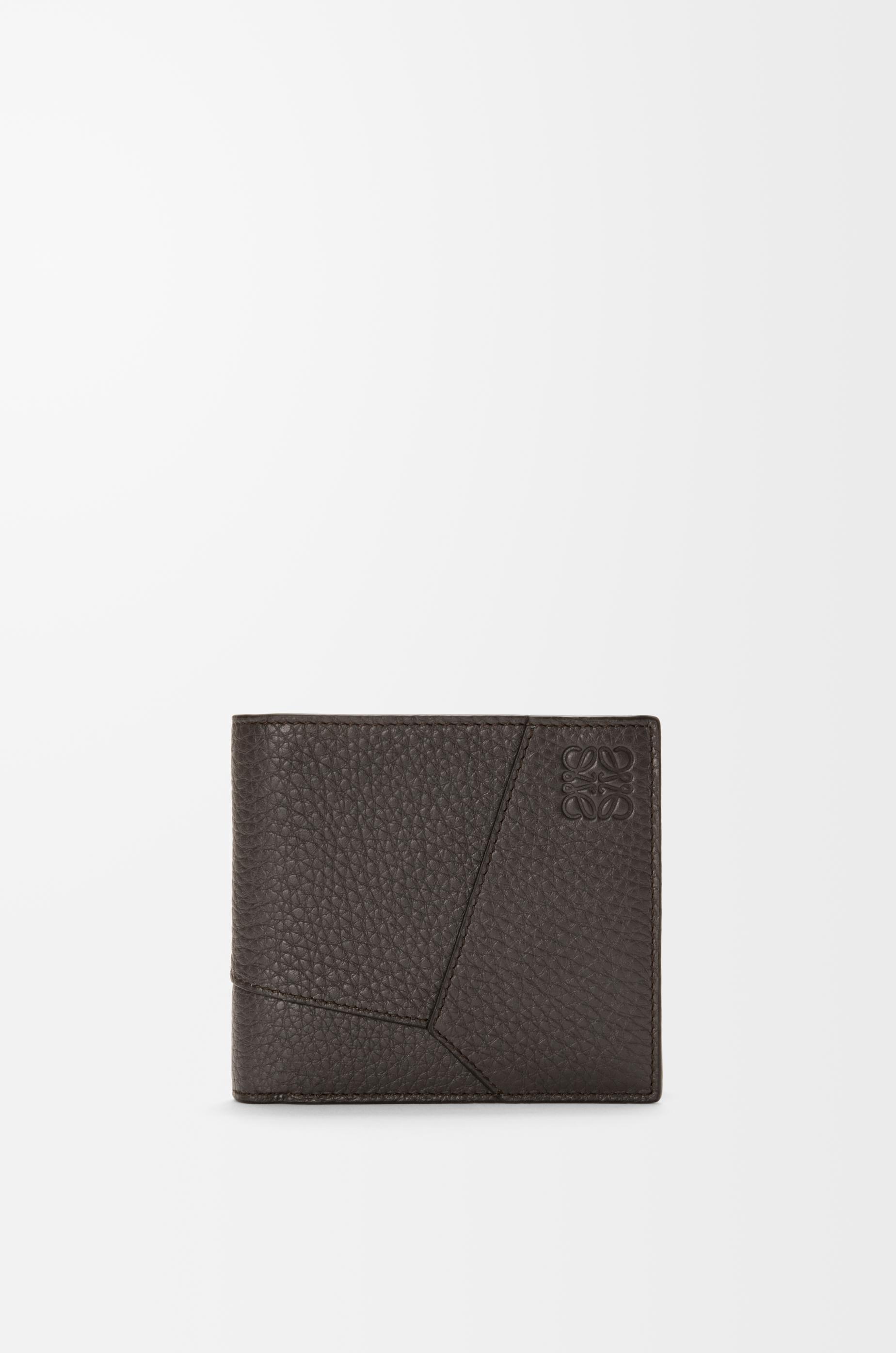Puzzle bifold coin wallet in supple grained calfskin by LOEWE