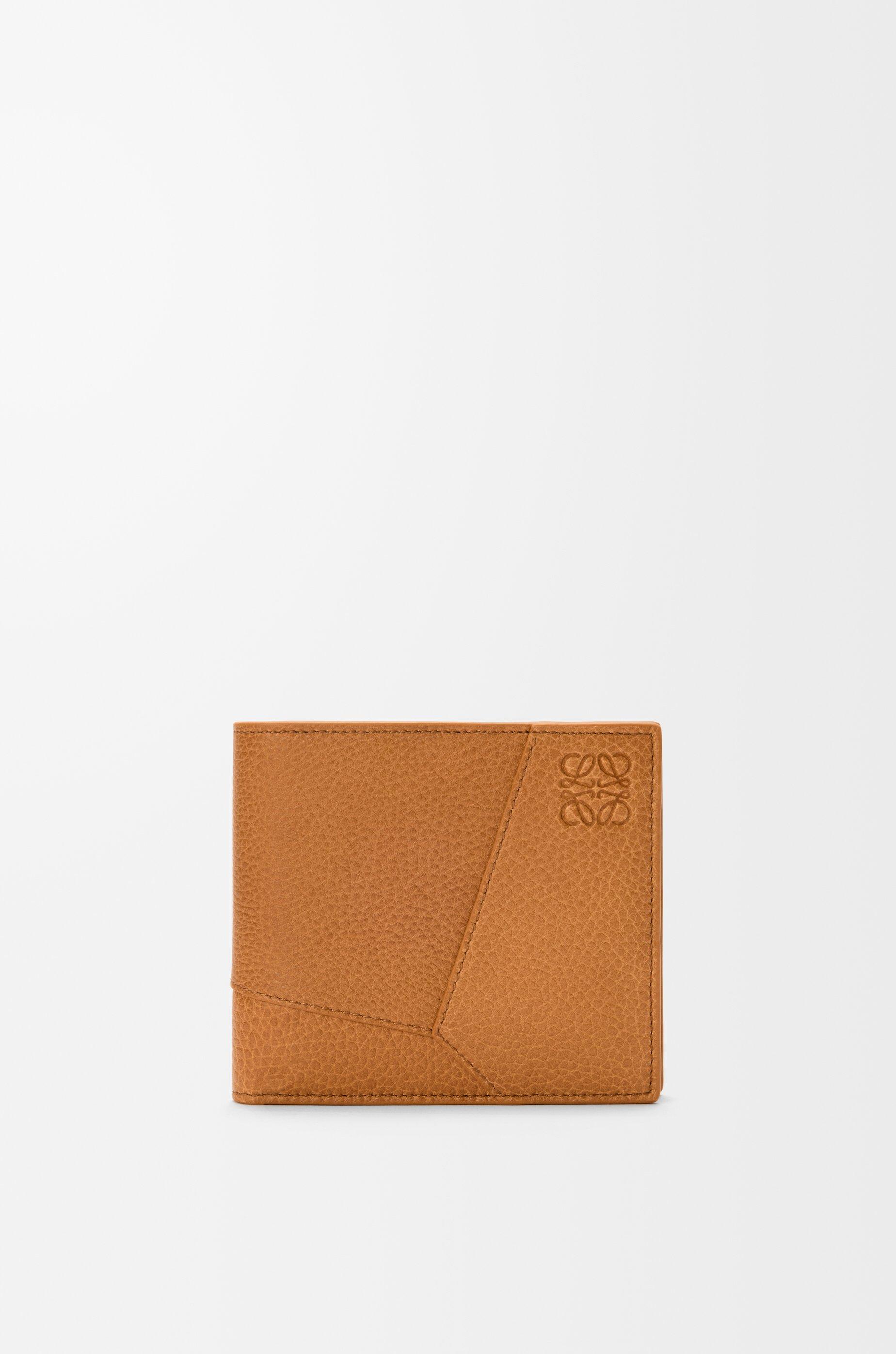 Puzzle bifold coin wallet in supple grained calfskin by LOEWE