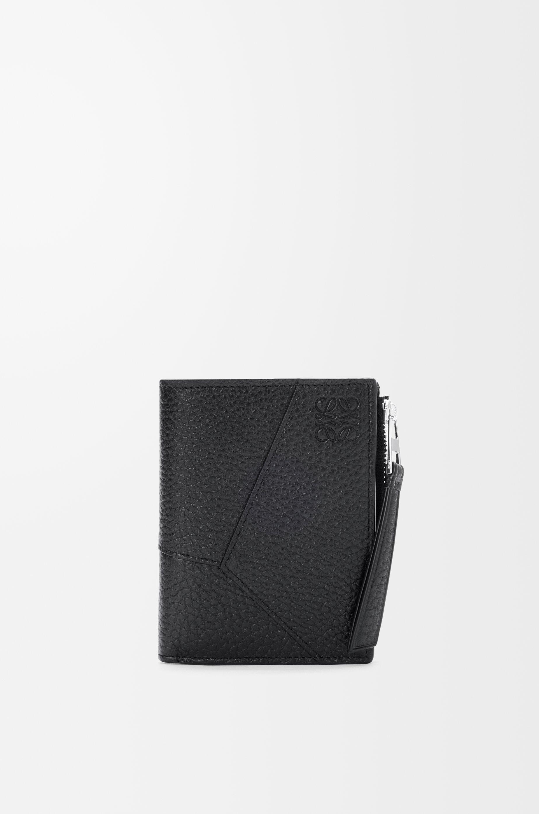 Puzzle slim compact wallet in supple grained calfskin by LOEWE
