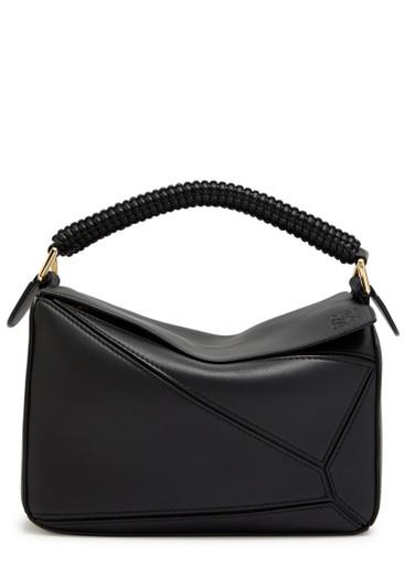 Puzzle small woven leather top handle bag by LOEWE