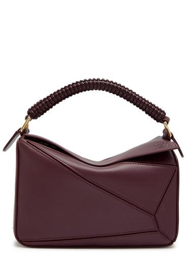 Puzzle small woven leather top handle bag by LOEWE