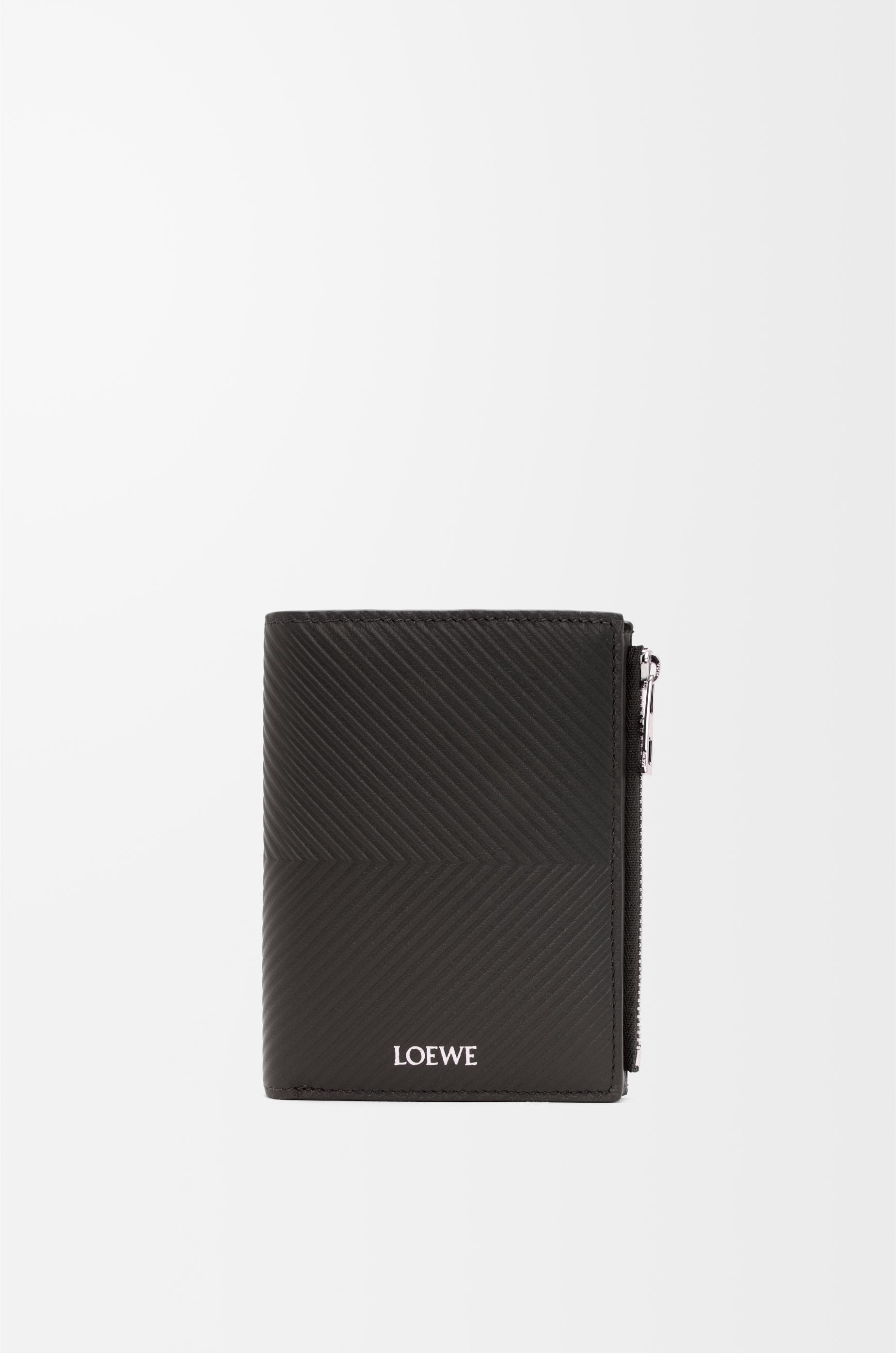 Slim compact wallet in textured classic calfskin by LOEWE