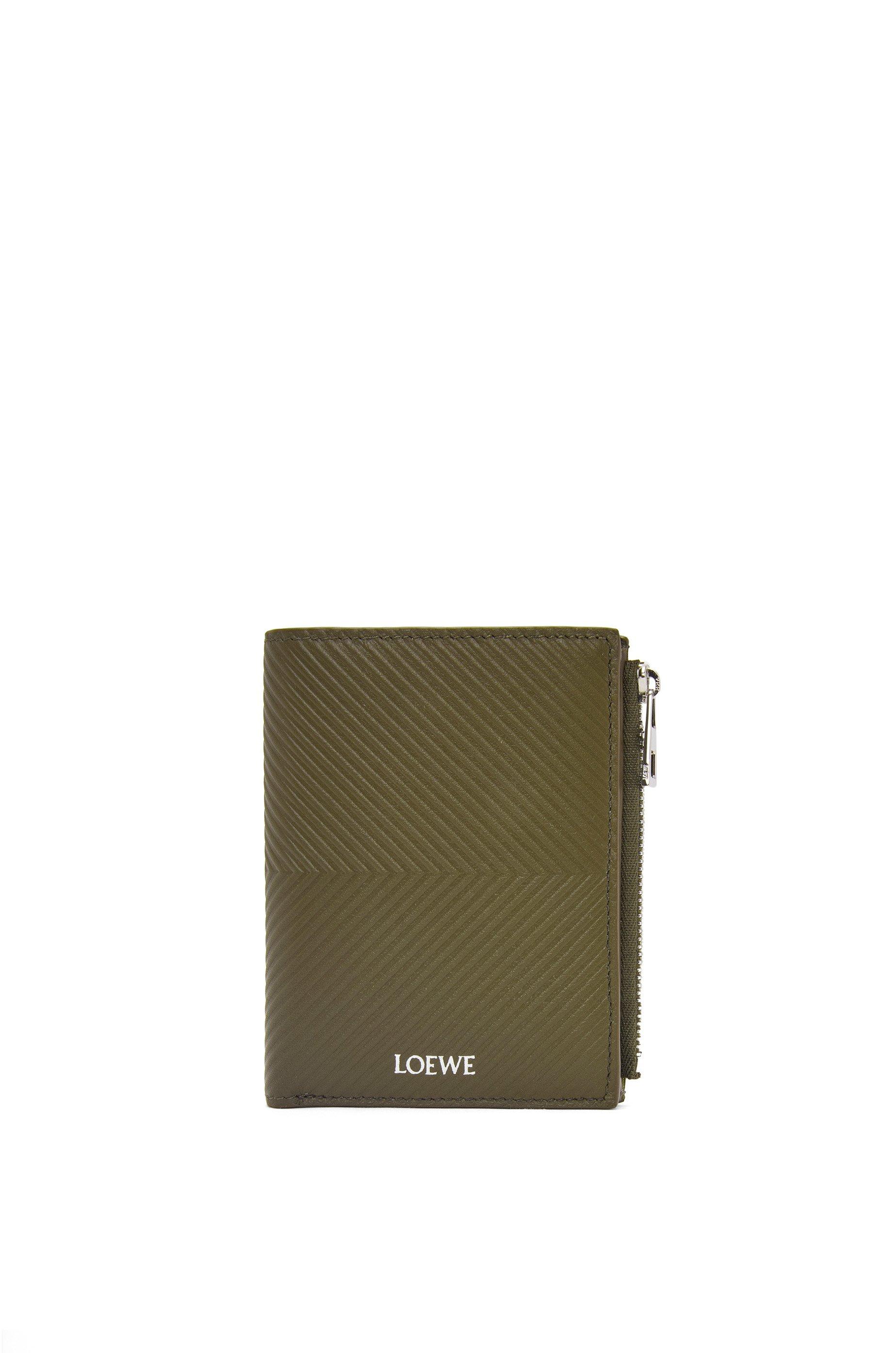 Slim compact wallet in textured classic calfskin by LOEWE