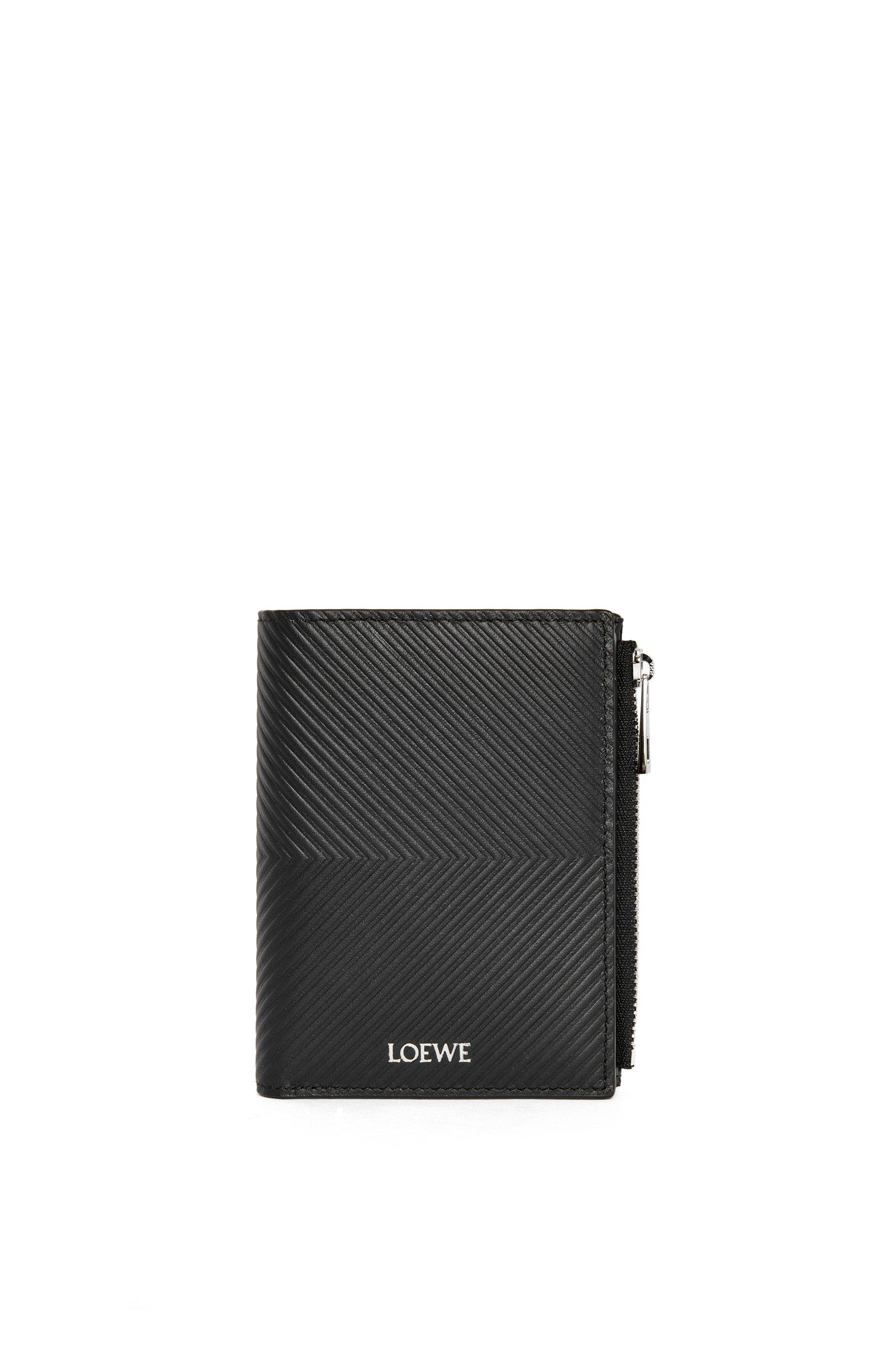 Slim compact wallet in textured classic calfskin by LOEWE