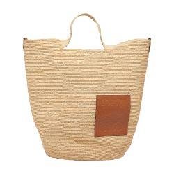 Slit large basket bag in raffia by LOEWE