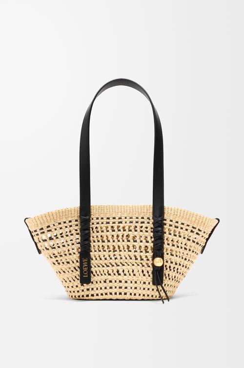 Small Braid basket in iraca palm ad calfskin by LOEWE