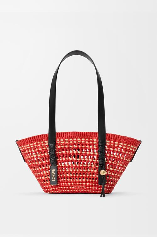 Small Braid basket in iraca palm and calfskin by LOEWE