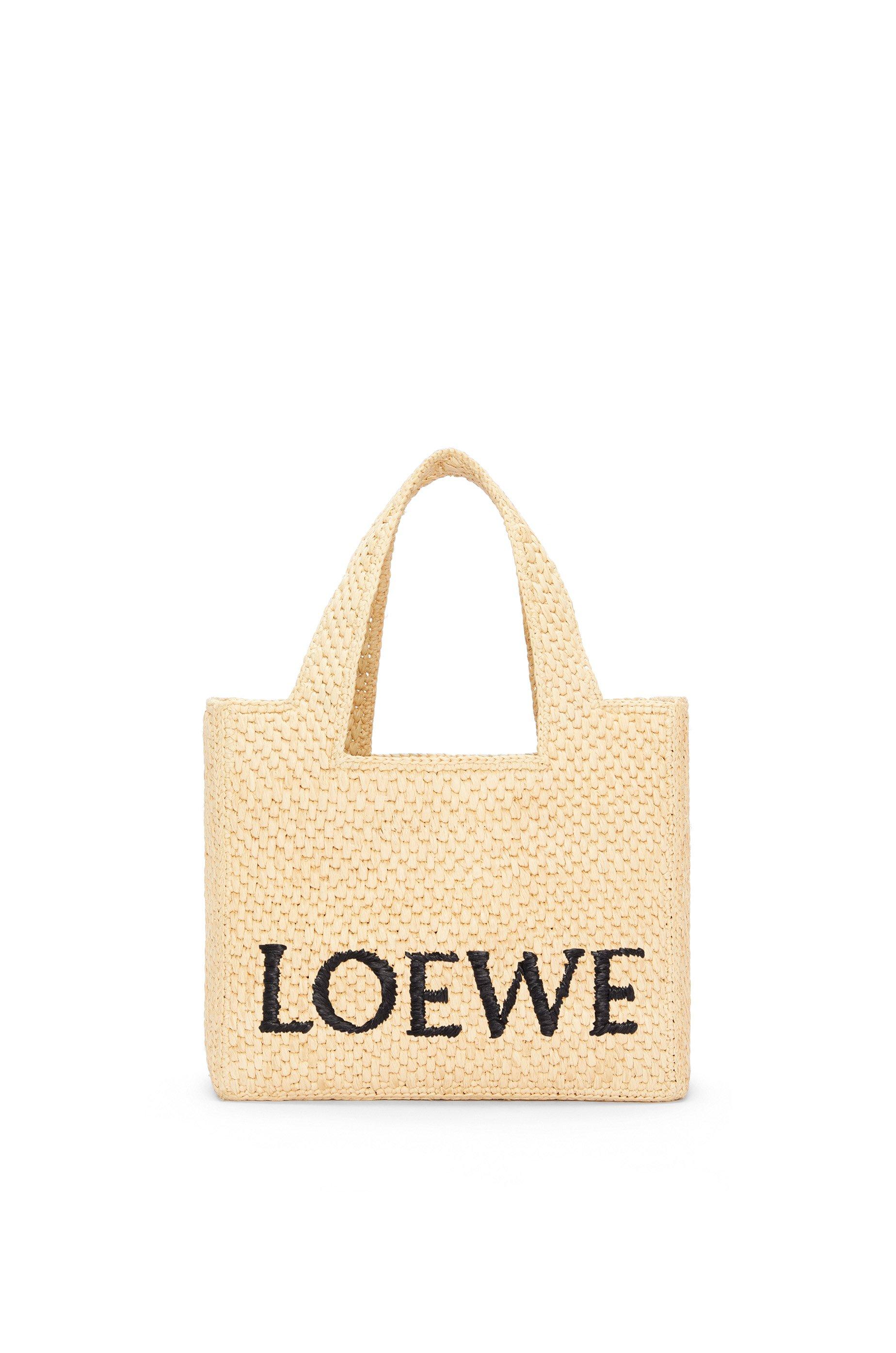 Small LOEWE Font tote in raffia by LOEWE