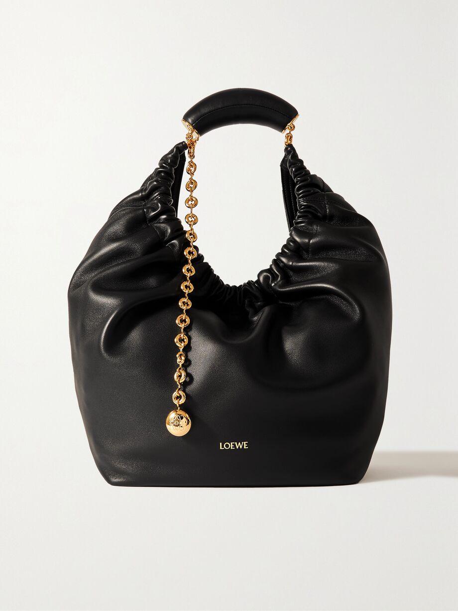 Squeeze medium chain-embellished gathered leather shoulder bag by LOEWE