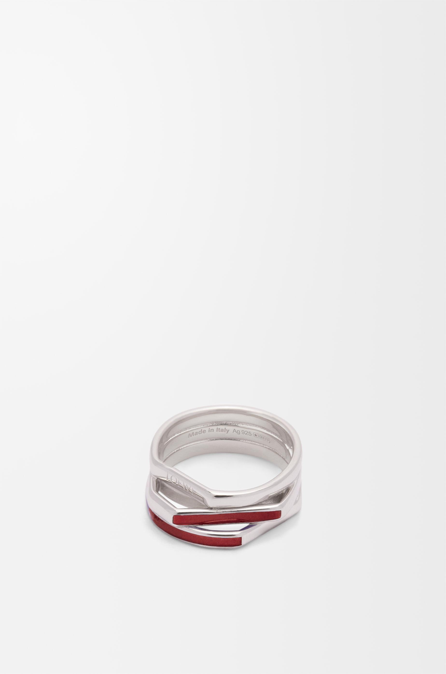 Stacked ring in sterling silver and enamel by LOEWE