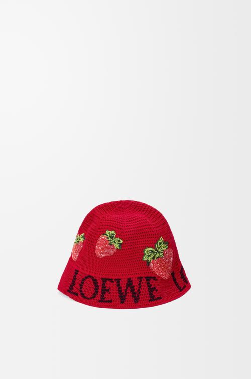 Strawberry bucket hat in cotton by LOEWE