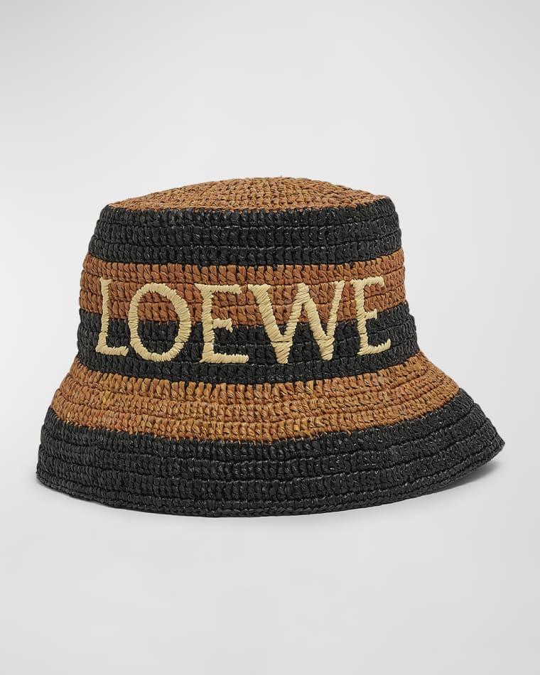 Striped Logo Raffia Bucket Hat by LOEWE