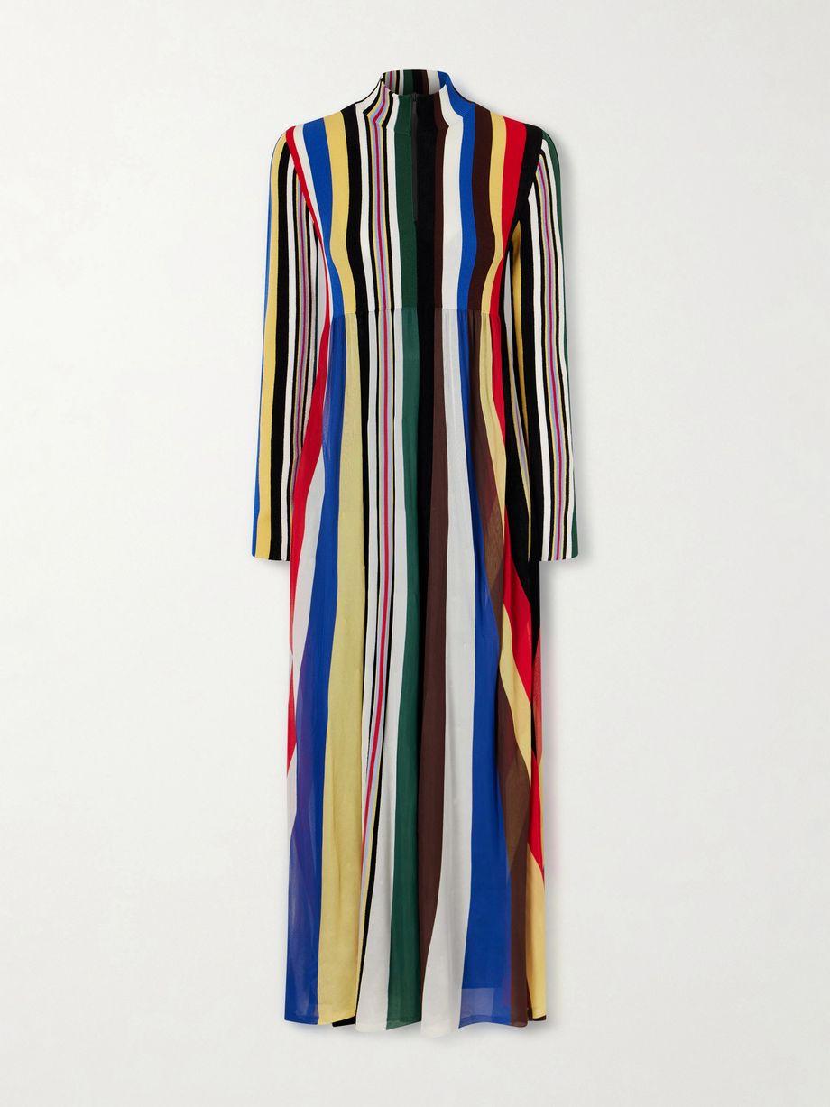 Striped chiffon and ribbed jersey maxi dress by LOEWE