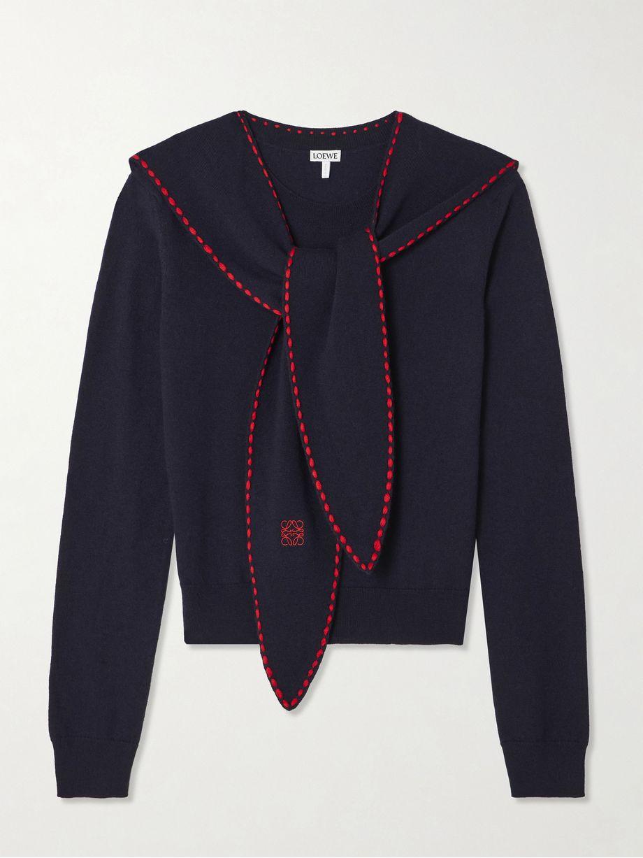 Tie-detail embroidered knitted top by LOEWE
