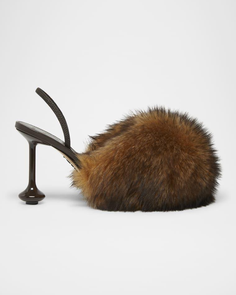 Toy Shearling Slingback Pumps by LOEWE