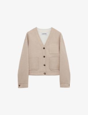 V-Neck Patch-Pocket  Wool-Cashmere Blend Cardigan by LOEWE