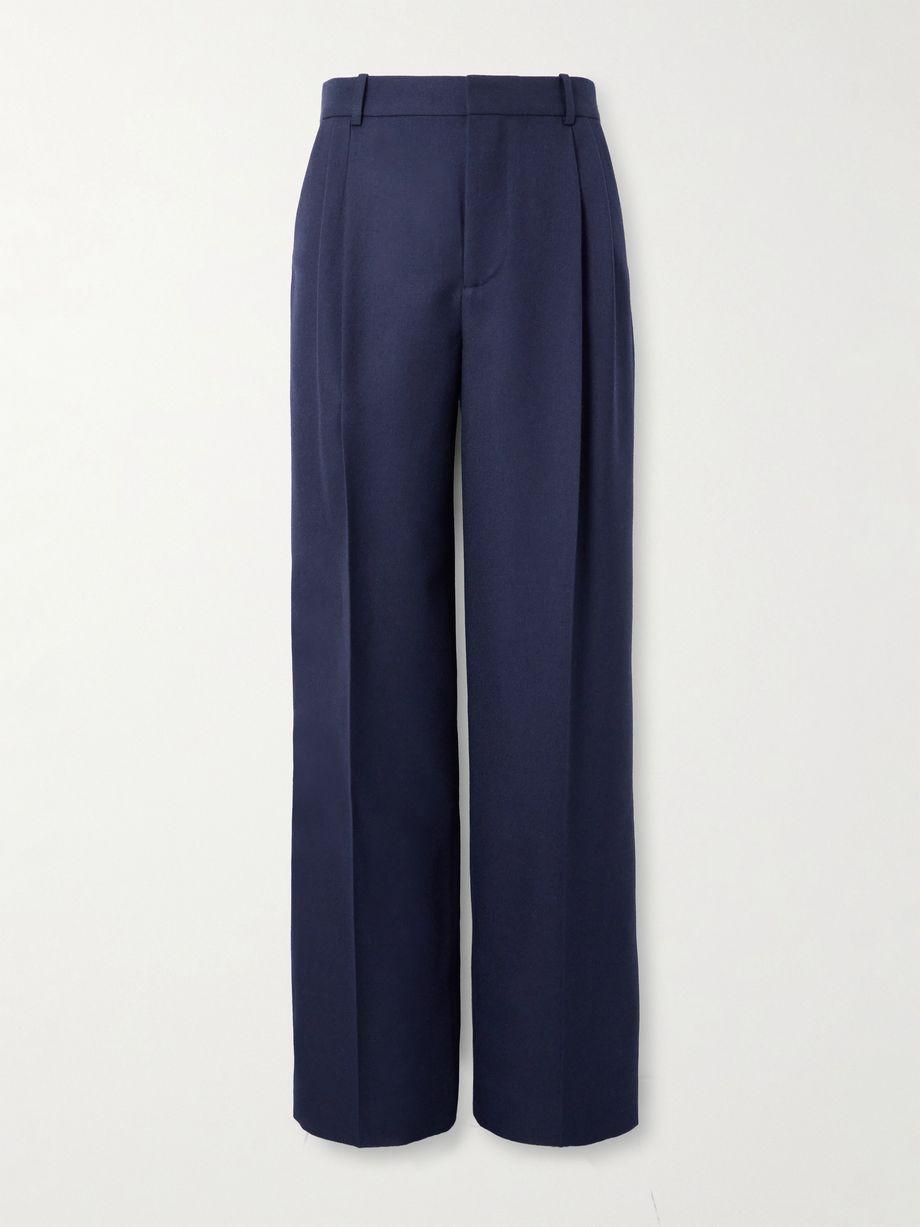 Wide-Leg Pleated Wool-Twill Trousers by LOEWE
