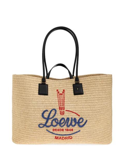 XL Verano embroidered-logo woven tote bag by LOEWE