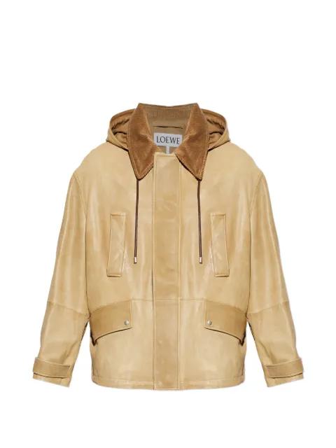 corduroy-collar leather jacket by LOEWE