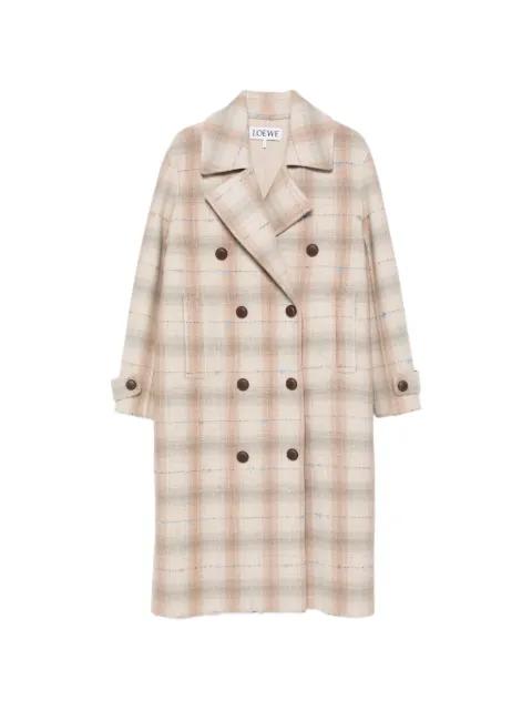 double-breasted check-print coat by LOEWE