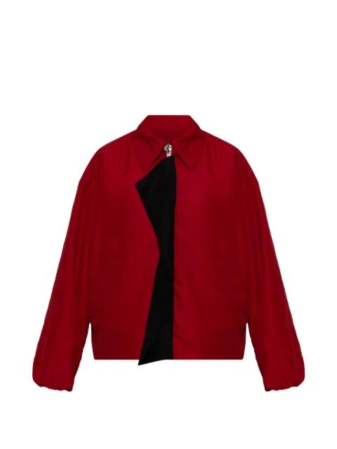 draped-detail embroidered-logo zip-up jacket by LOEWE