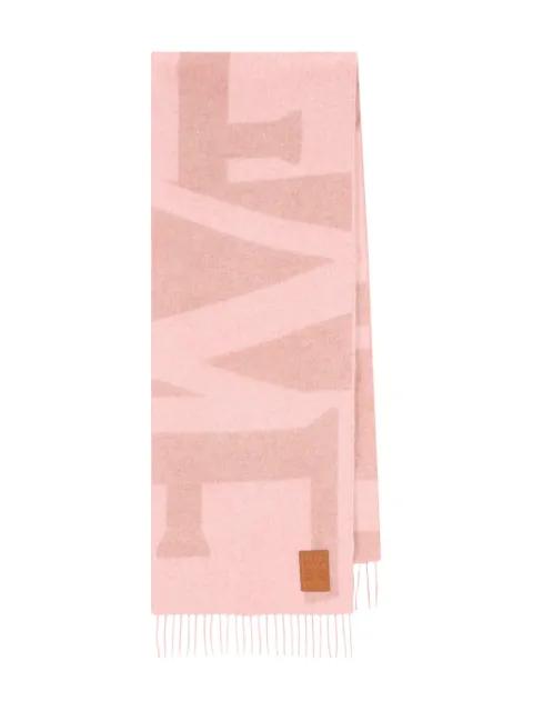 jacquard-logo fringed scarf by LOEWE