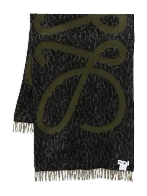 logo-detail fringed scarf by LOEWE