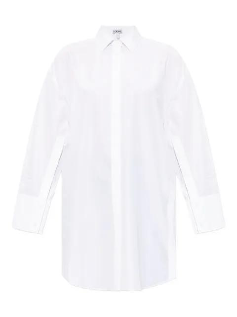 logo-embroidered cotton midi shirt dress by LOEWE