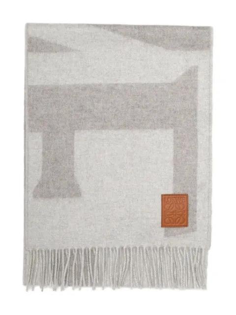 logo fringed scarf by LOEWE