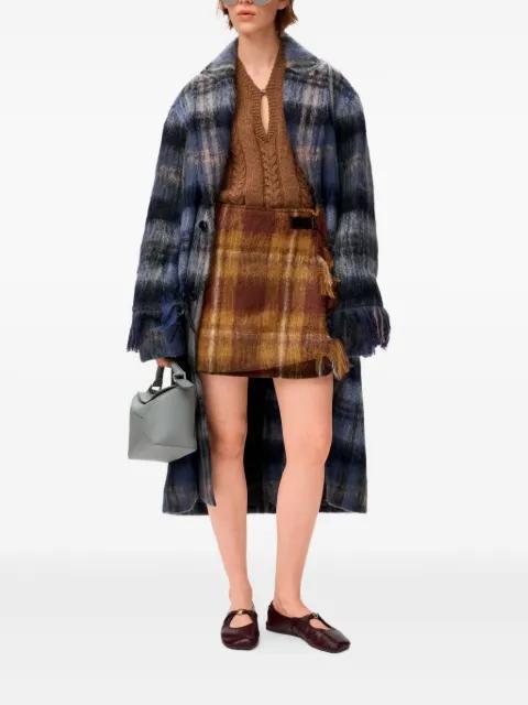 plaid fringed coat by LOEWE