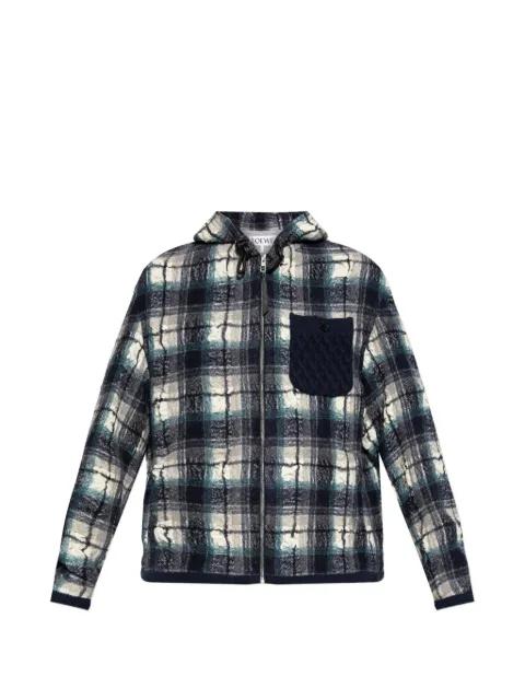 plaid pocket hoodied jacket by LOEWE
