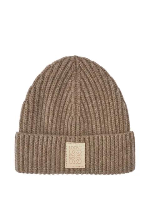 ribbed logo-plaque beanie by LOEWE
