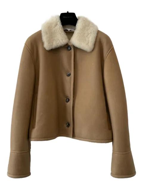 shearling-collared buttoned jacket by LOEWE