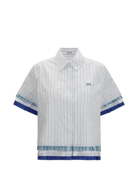 striped pleated-trim shirt by LOEWE