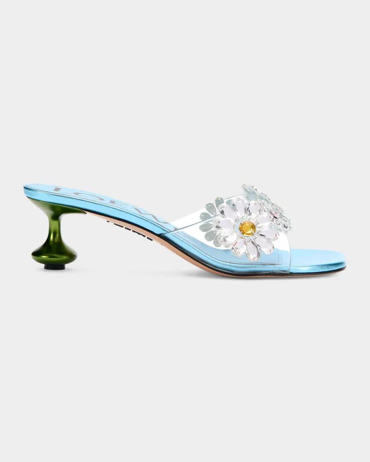 x Paula's Ibiza 45mm Toy Flower-Embellished Slide Sandals by LOEWE