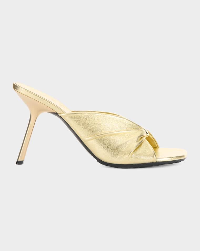 x Paula's Ibiza 90mm Pebble Metallic Leather Slide Sandals by LOEWE