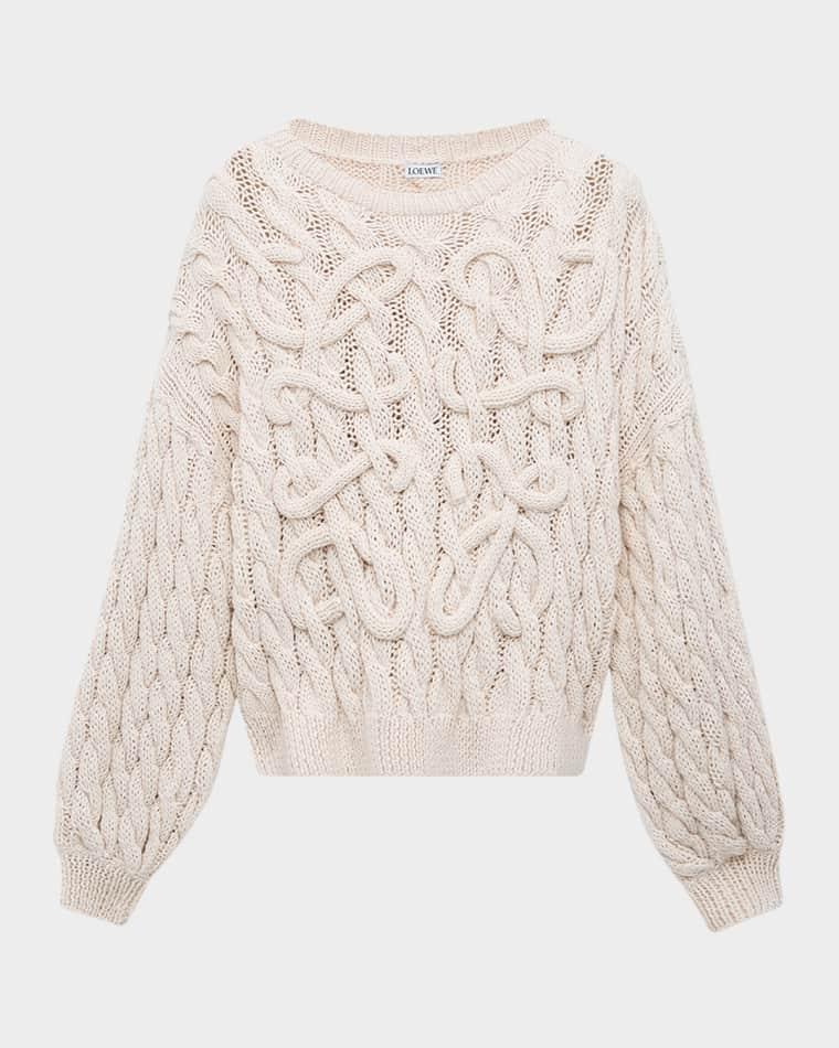 x Paula's Ibiza Anagram Cable-Knit Sweater by LOEWE