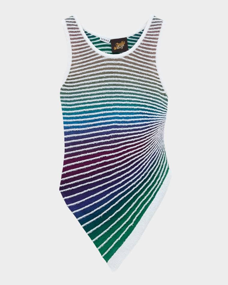 x Paula's Ibiza Asymmetric Striped Tank Top by LOEWE