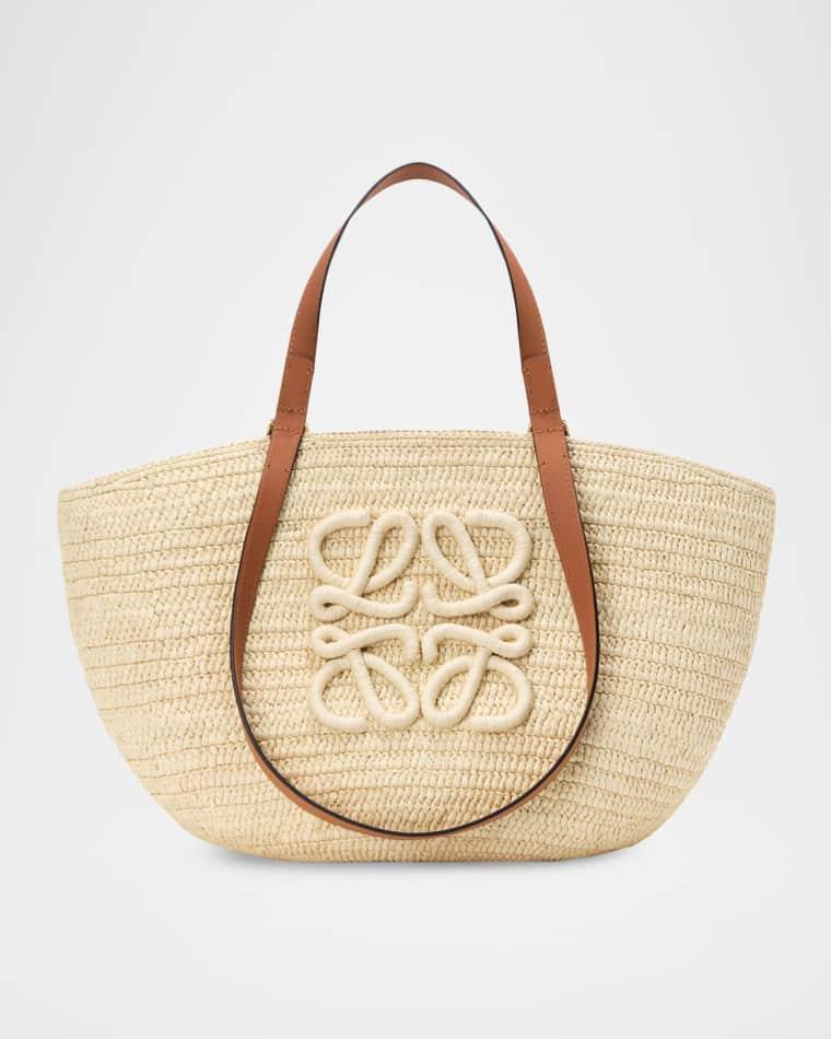 x Paula's Ibiza Extra Large Eclipse Basket Bag in Raffia and Calfskin by LOEWE