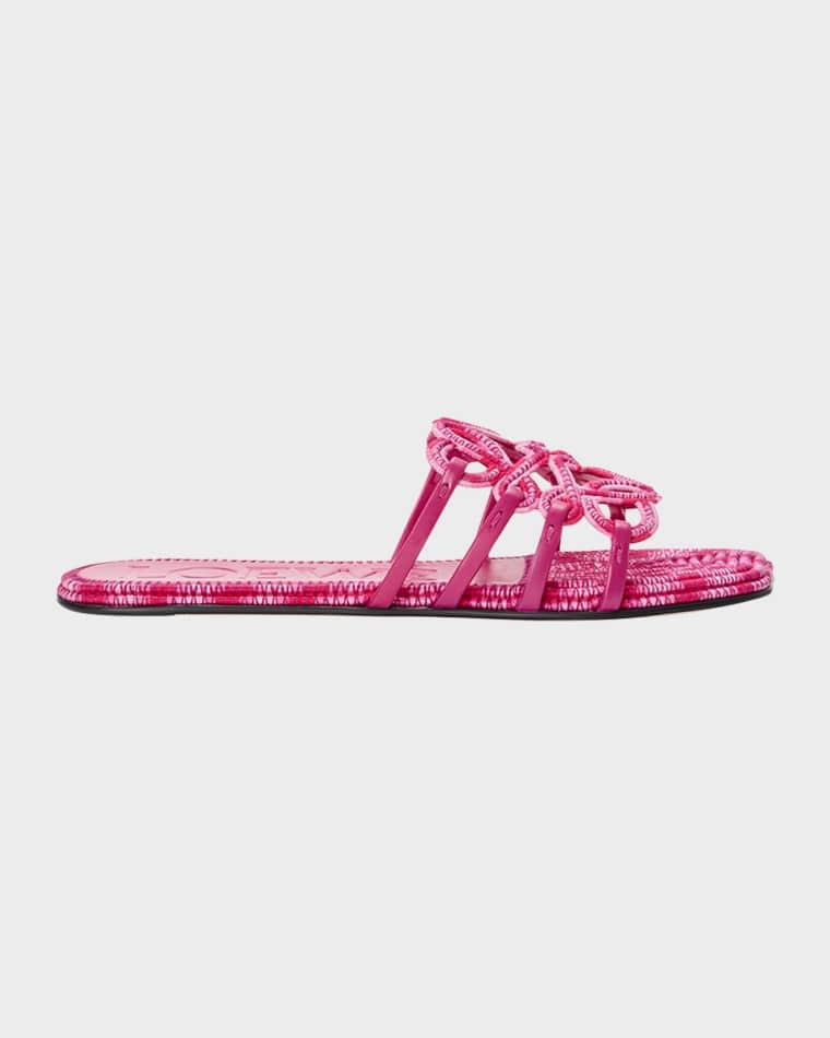 x Paula's Ibiza Petal Anagram Crochet Flat Slide Sandals by LOEWE
