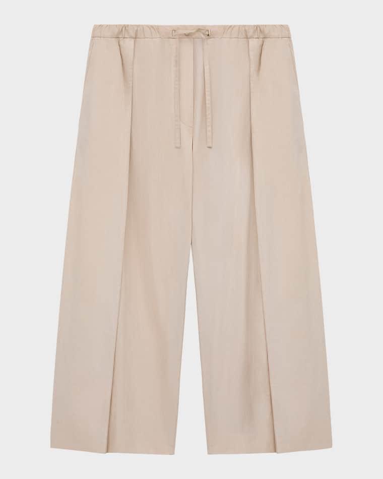 x Paula's Ibiza Pleated Wide-Leg Crop Drawstring Pants by LOEWE