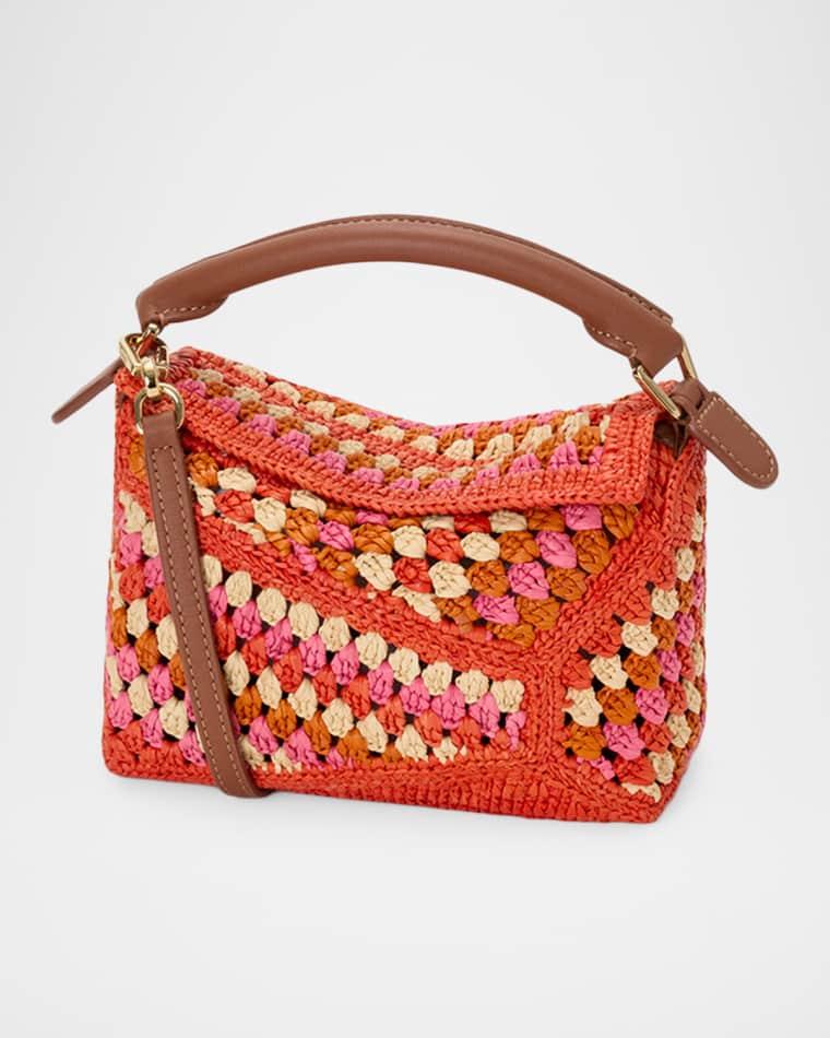 x Paula's Ibiza Puzzle Crochet Raffia Top-Handle Bag by LOEWE